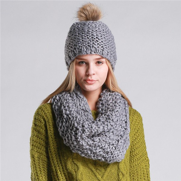 Knitted Hat and Collar Set Multiple Colors - Zuzi's