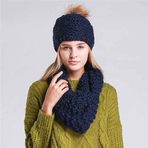 Knitted Hat  and Collar Set Multiple Colors - Zuzi's