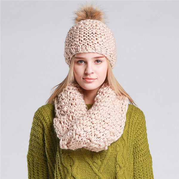 Knitted Hat  and Collar Set Multiple Colors - Zuzi's