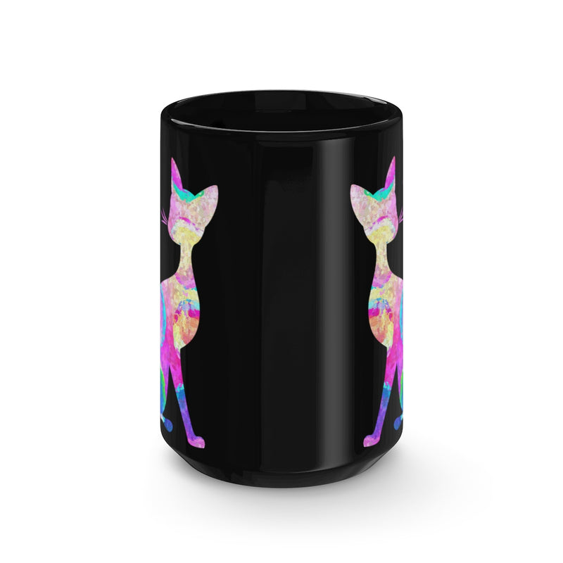 Abstract Cat Black Mug 15oz - Zuzi's