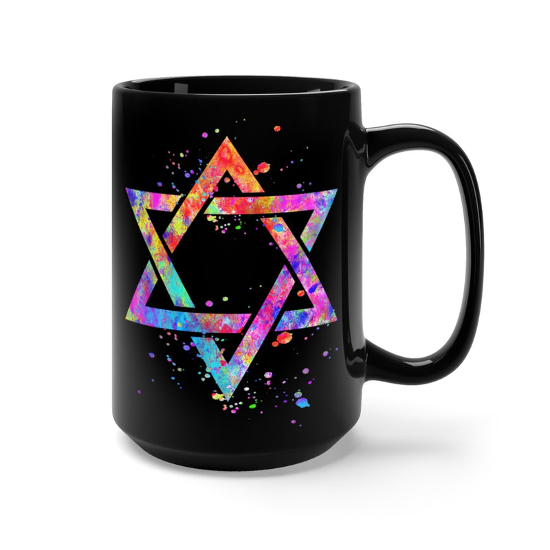 Star Of David  Black Mug 15oz - Zuzi's