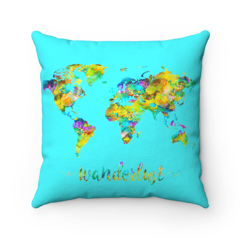 Wanderlust World Map Art Square Pillow - Zuzi's