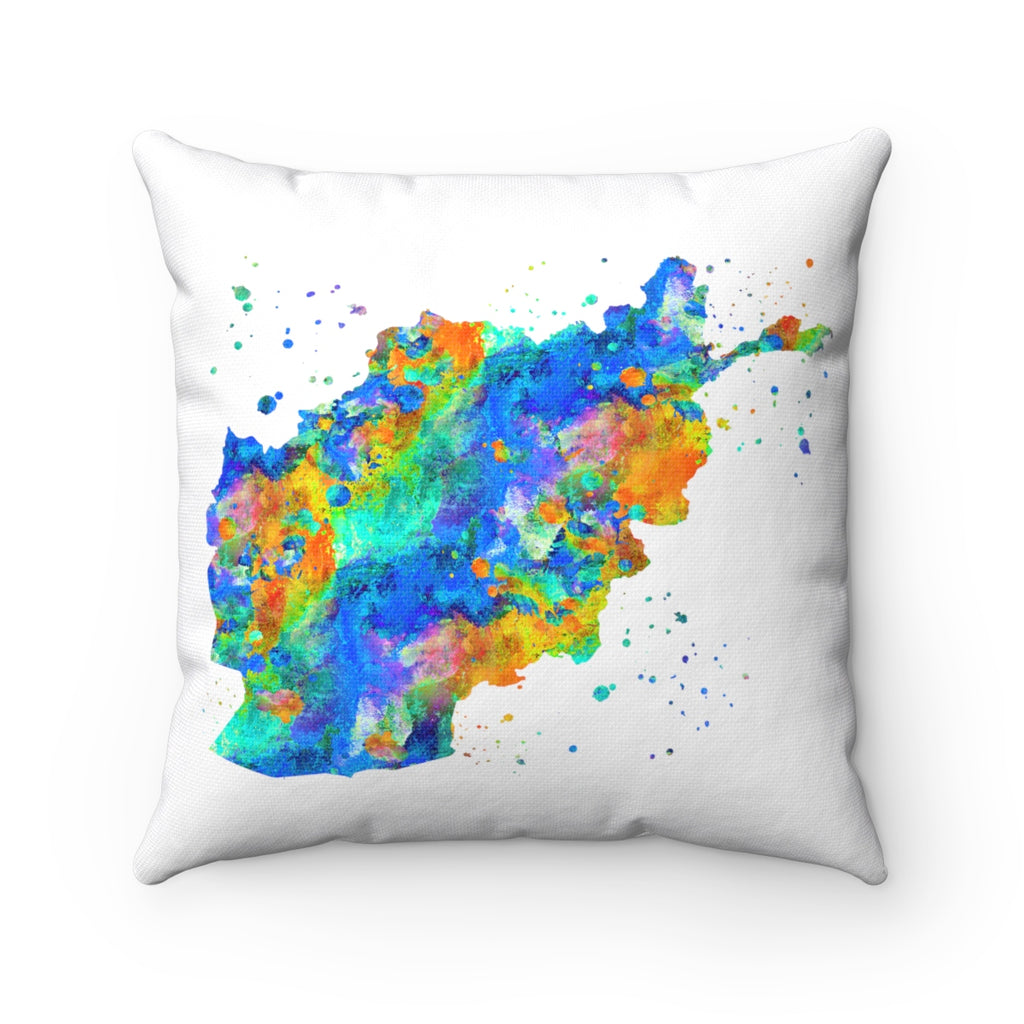 Afghanistan Map Art Square Pillow - Zuzi's