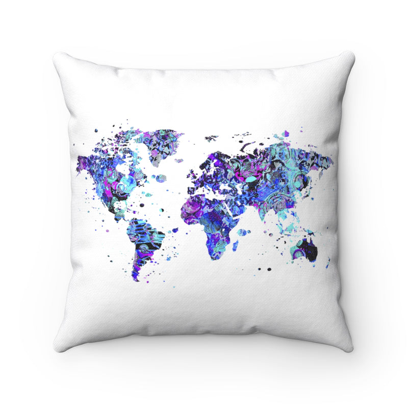 World Map Art Square Pillow - Zuzi's