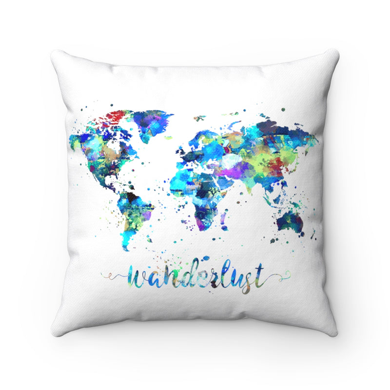 Wanderlust World Map Art Square Pillow - Zuzi's