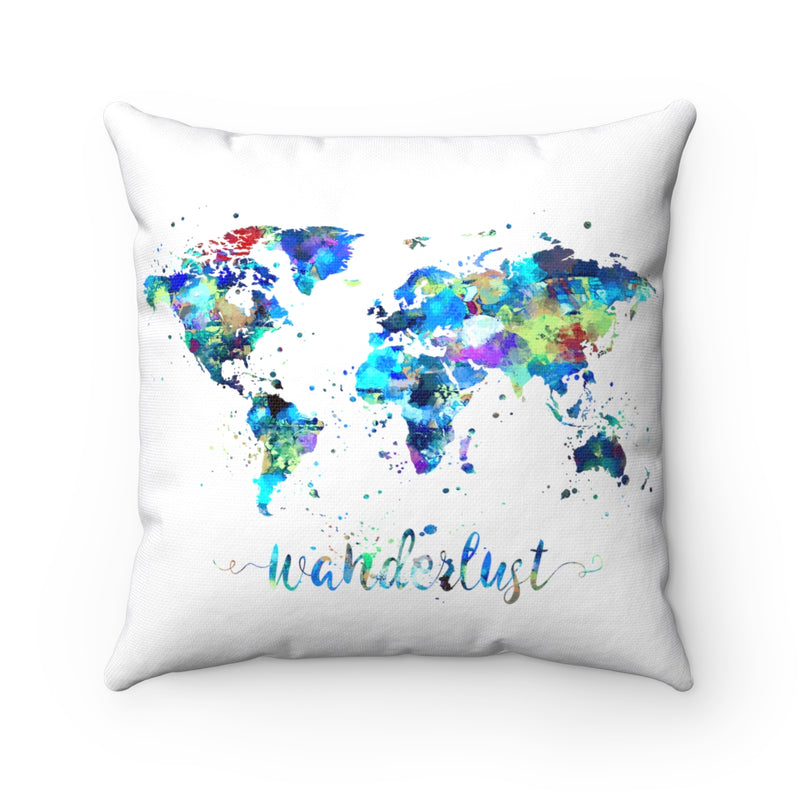 Wanderlust World Map Art Square Pillow - Zuzi's