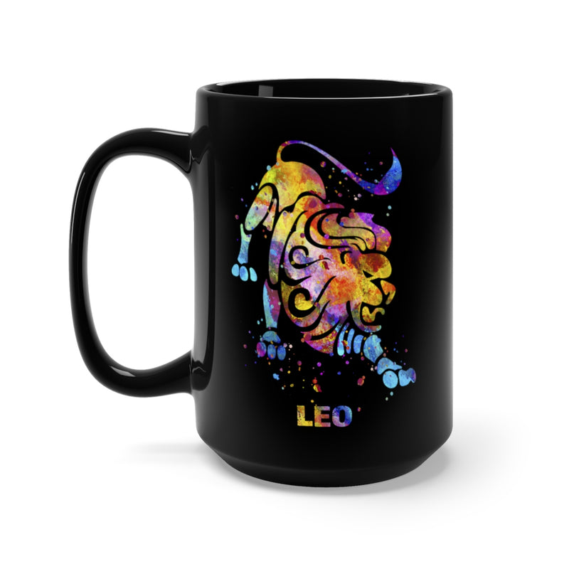 Leo Zodiac Sign Black Mug 15oz - Zuzi's