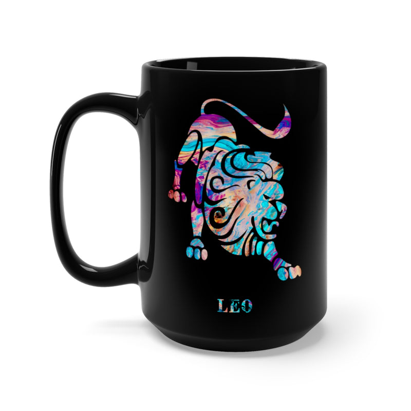 Leo Zodiac Sign Black Mug 15oz - Zuzi's