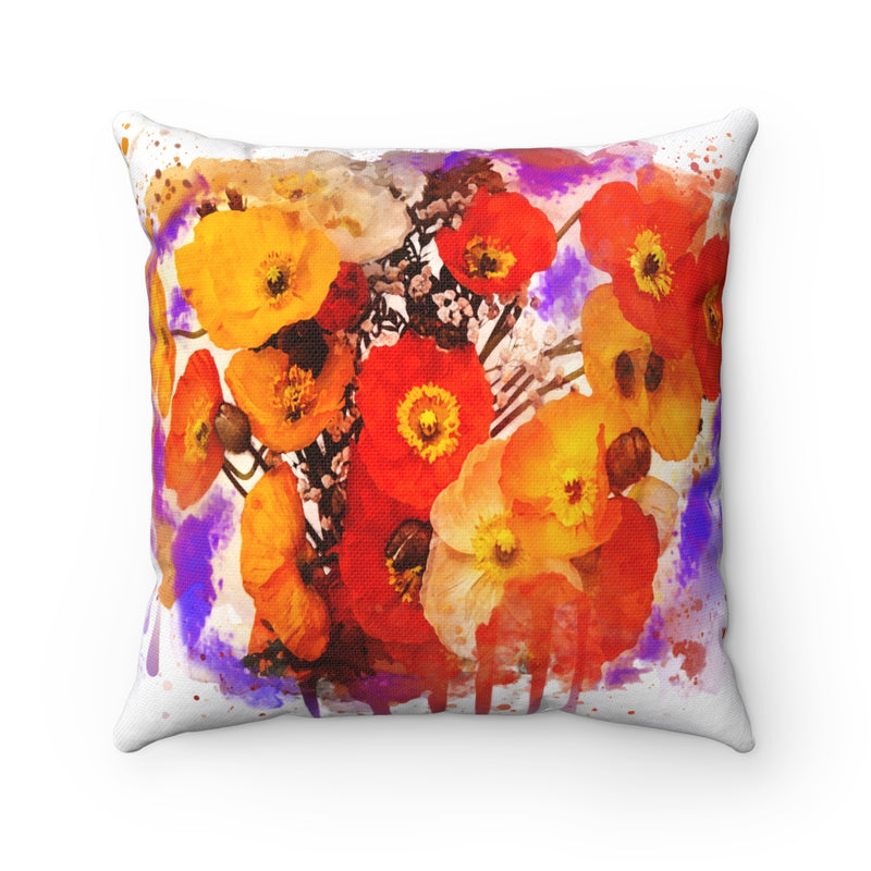 Watercolor Poppies Square Pillow - Zuzi's