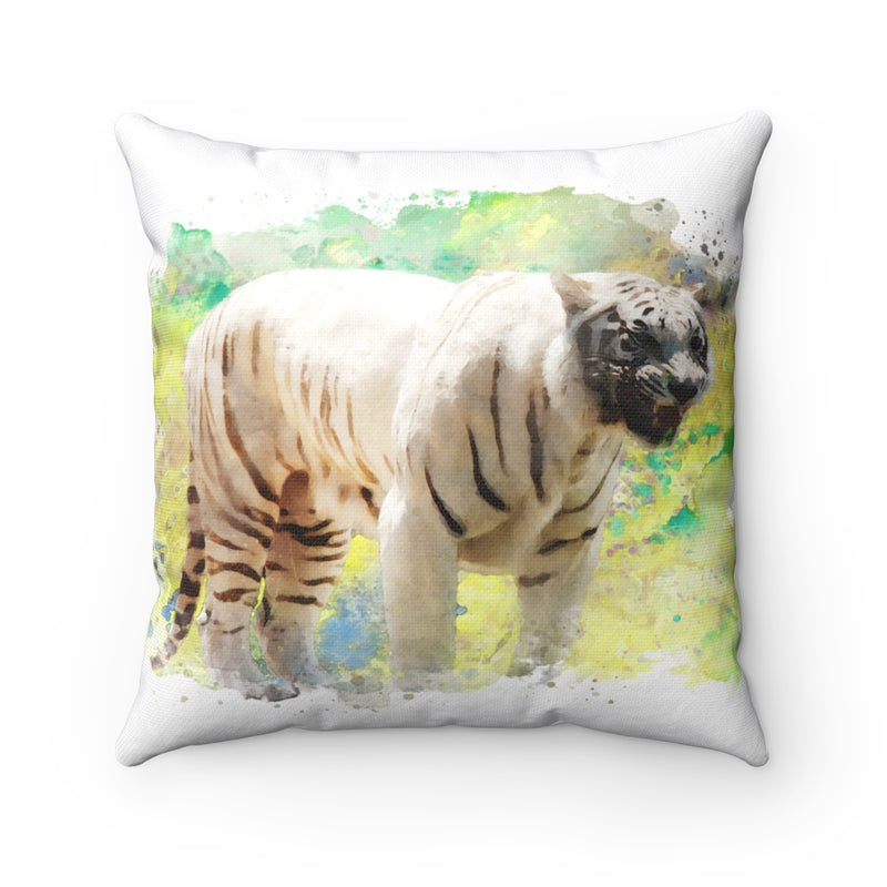 White Tiger Square Pillow - Zuzi's