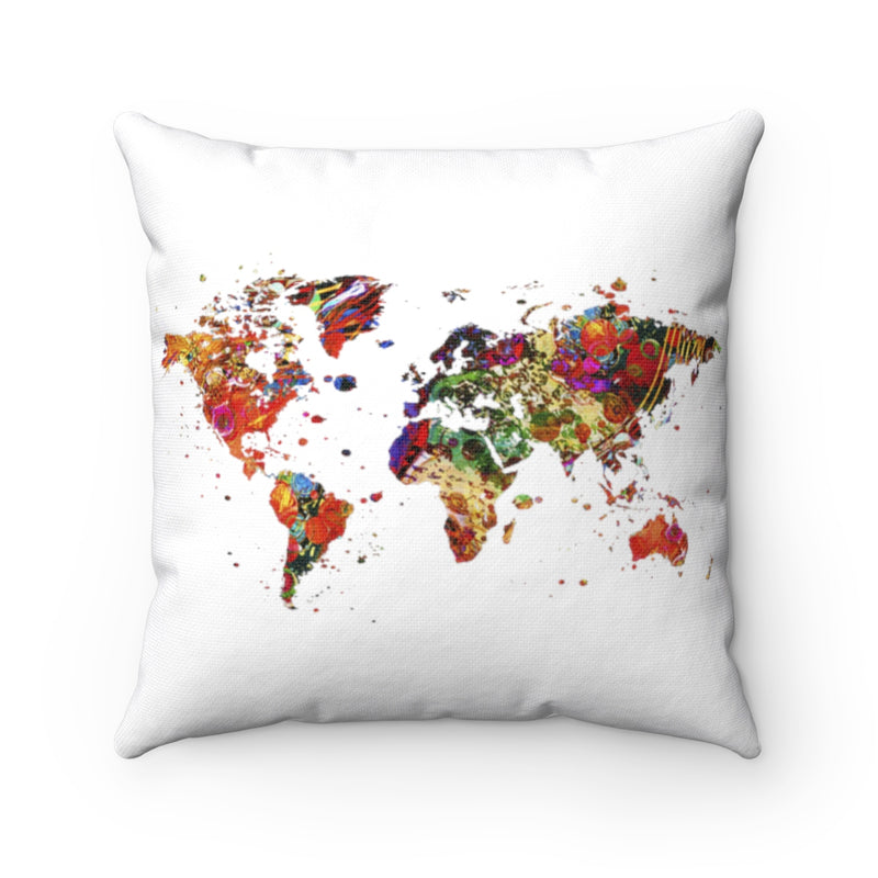 World Map Art Square Pillow - Zuzi's