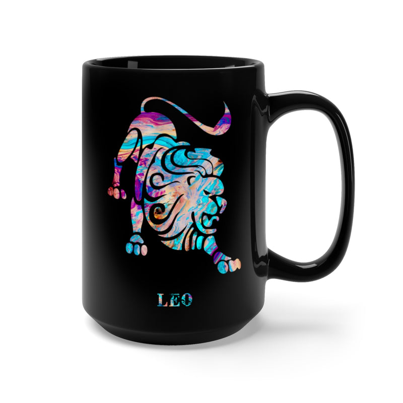 Leo Zodiac Sign Black Mug 15oz - Zuzi's