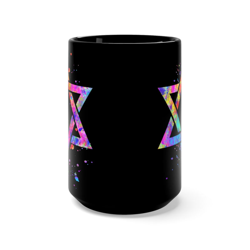 Star Of David  Black Mug 15oz - Zuzi's