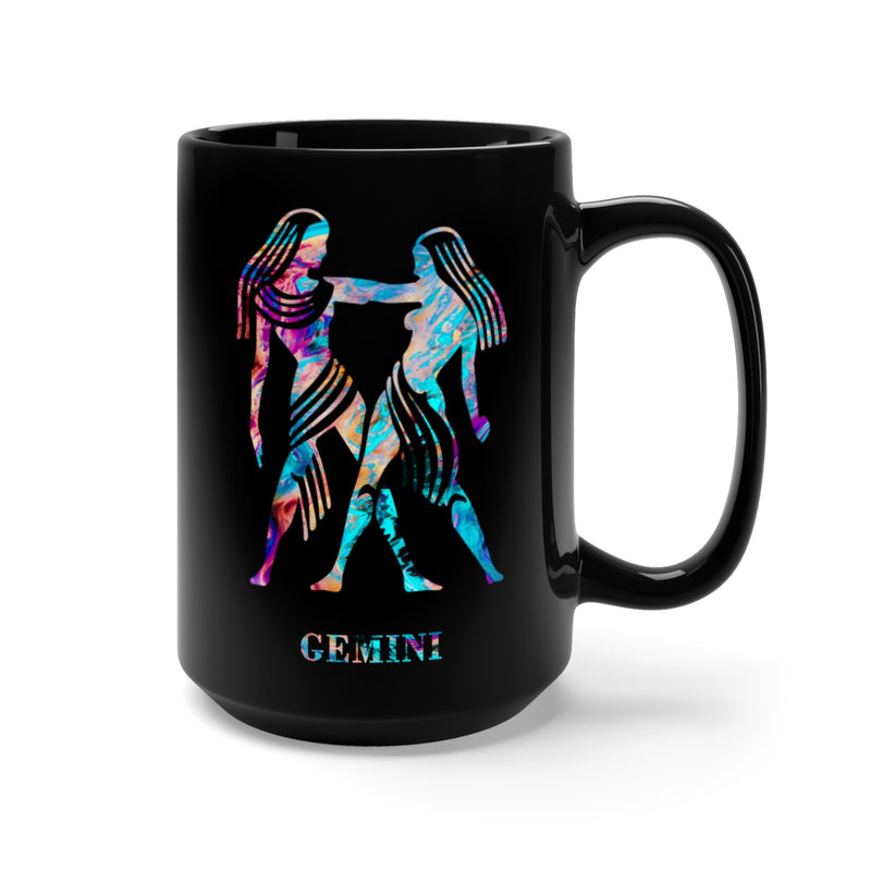 Gemini Zodiac Sign Black Mug 15oz - Zuzi's