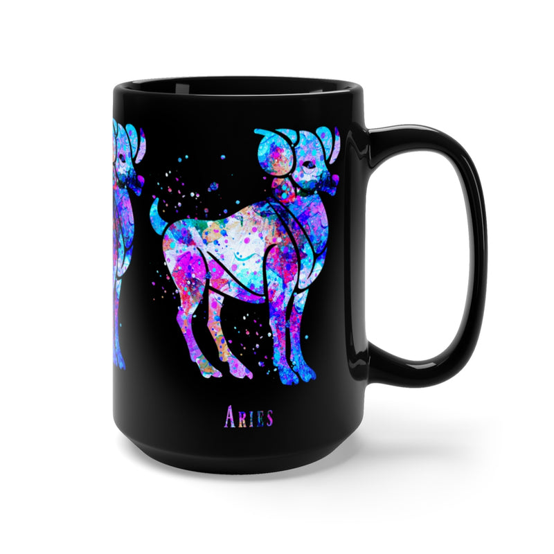 Aries Zodiac Sign Black Mug 15oz - Zuzi's