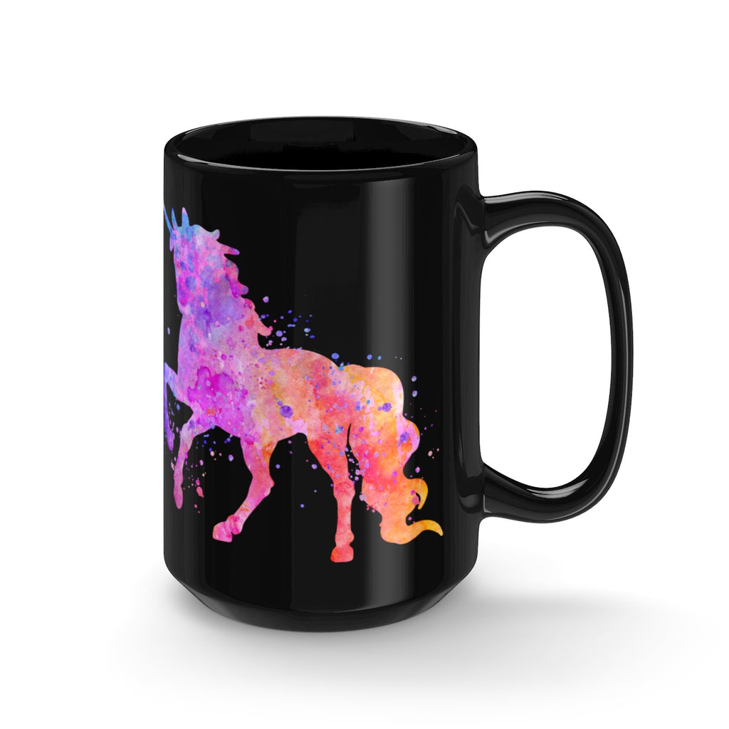 Watercolor Unicorn Black Mug 15oz - Zuzi's