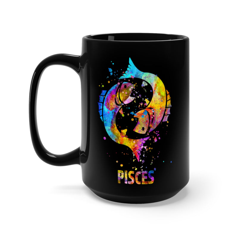 Pisces Zodiac Sign Black Mug 15oz - Zuzi's