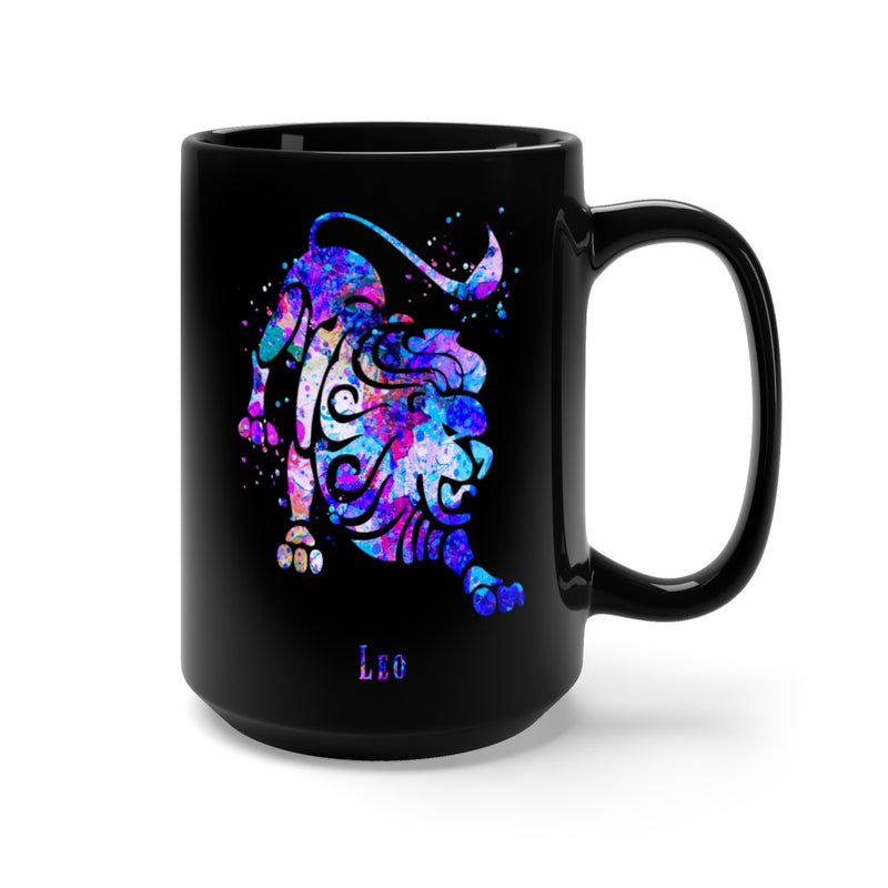 Leo Zodiac Sign Black Mug 15oz - Zuzi's