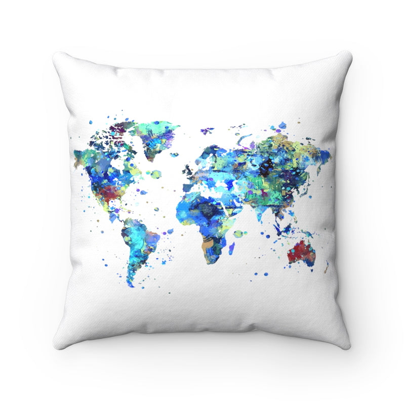 World Map Art Square Pillow - Zuzi's