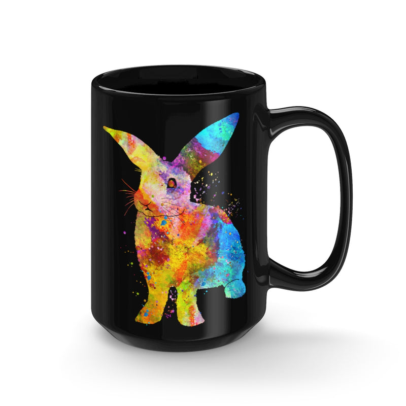 Watercolor Bunny Rabbit Black Mug 15oz - Zuzi's