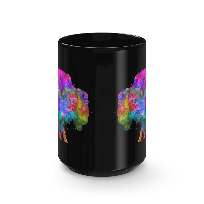 Watercolor Buffalo Black Mug 15oz - Zuzi's