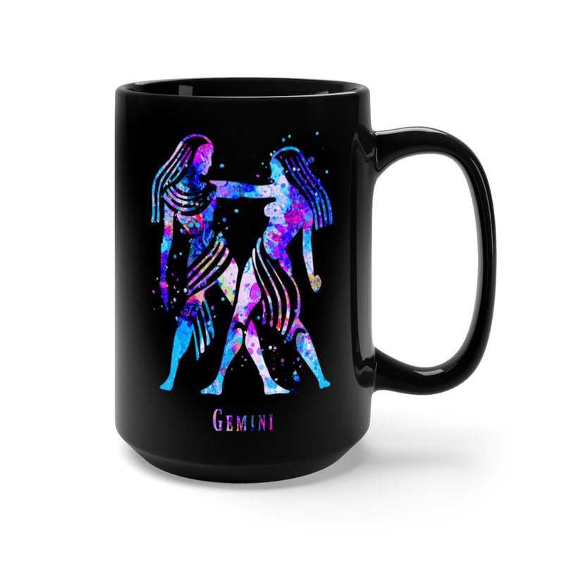 Gemini Zodiac Sign Black Mug 15oz - Zuzi's