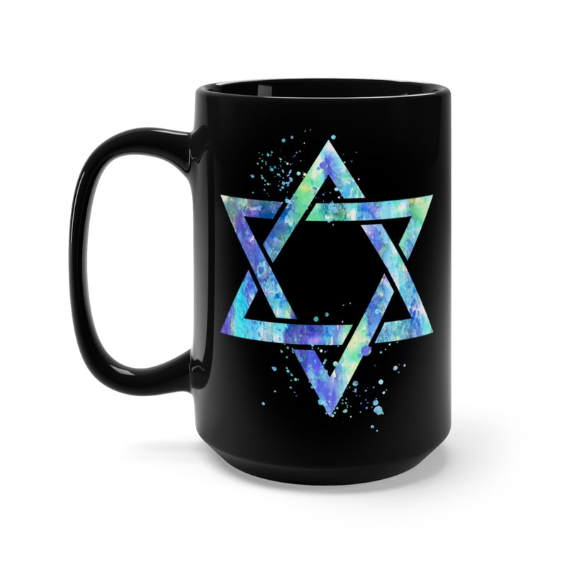 Star Of David  Black Mug 15oz - Zuzi's