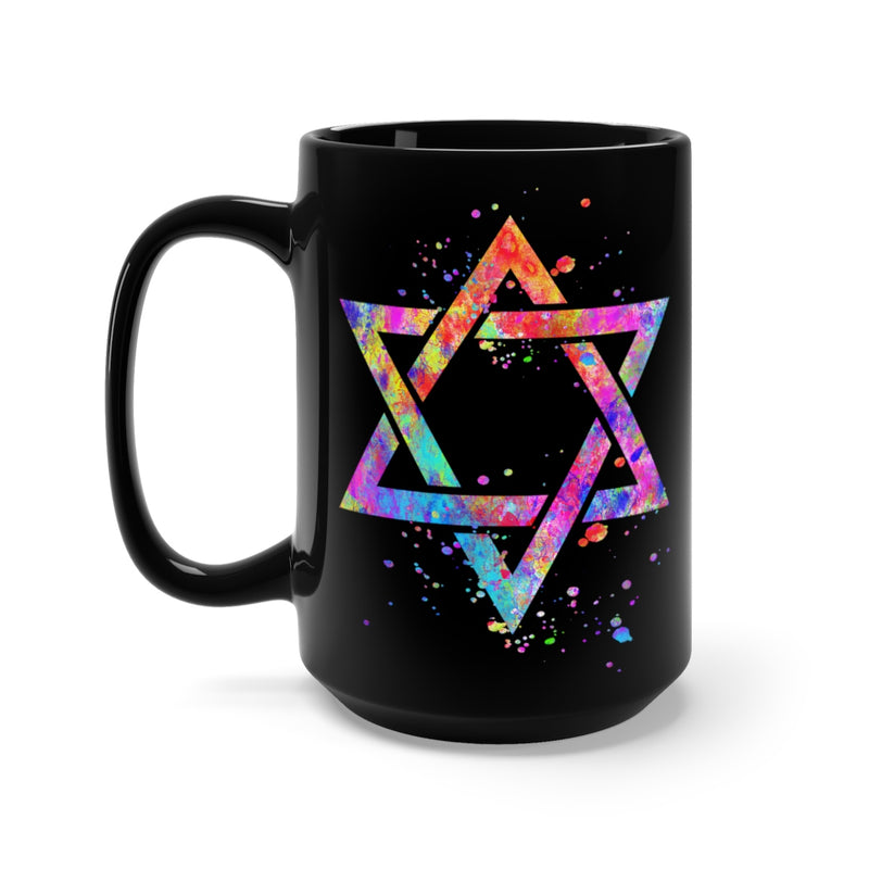 Star Of David  Black Mug 15oz - Zuzi's