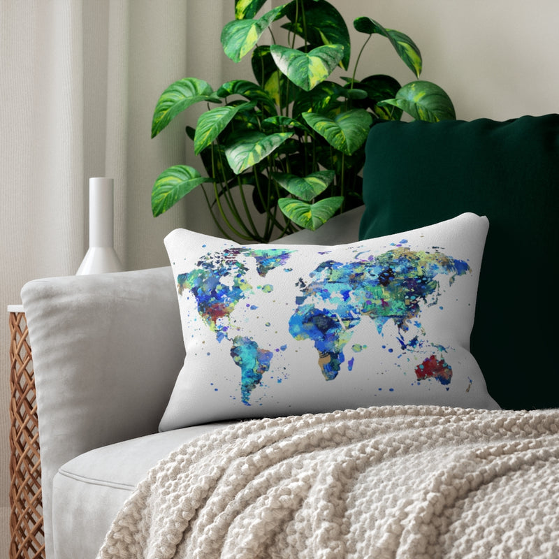 World Map Lumbar Pillow