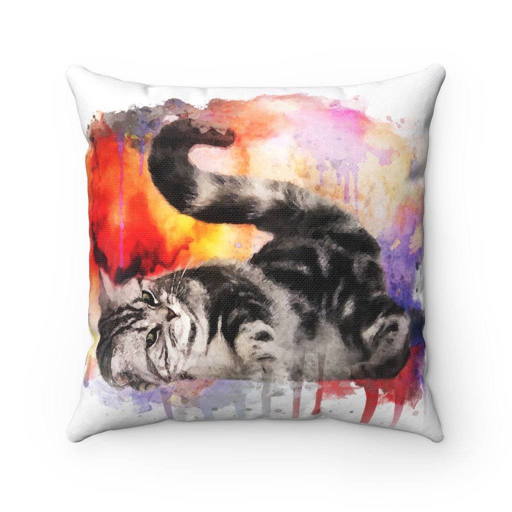 Watercolor Cat Square Pillow - Zuzi's