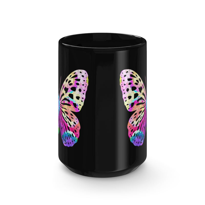 Watercolor Butterfly Black Mug 15oz - Zuzi's