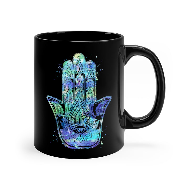 Hamsa Hand Black Mug 11oz - Zuzi's