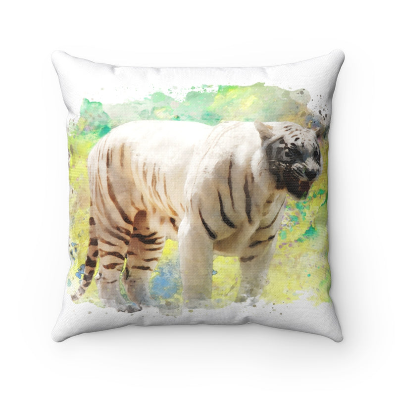 White Tiger Square Pillow - Zuzi's