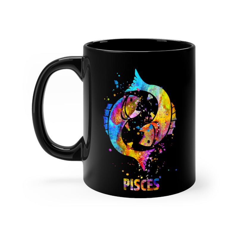 Pisces Zodiac Sign Black Mug 11oz - Zuzi's