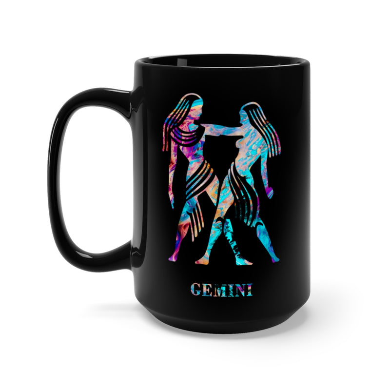 Gemini Zodiac Sign Black Mug 15oz - Zuzi's