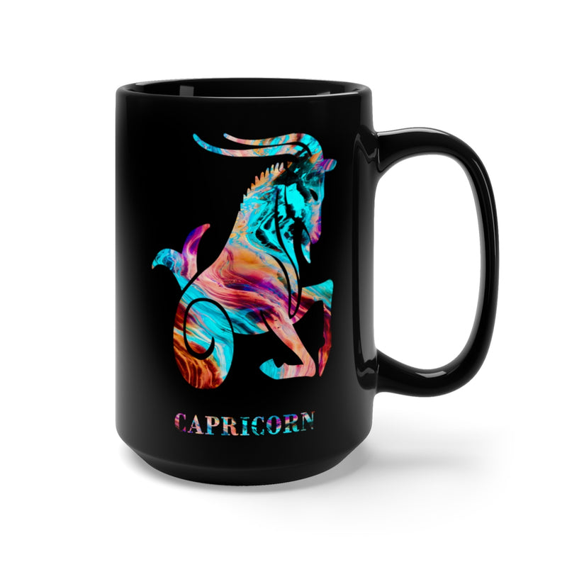 Capricorn Zodiac Sign Black Mug 15oz - Zuzi's