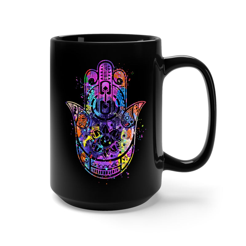 Hamsa Hand Black Mug 15oz - Zuzi's