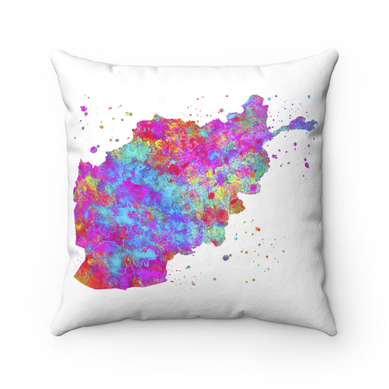 Afghanistan Map Art Square Pillow - Zuzi's