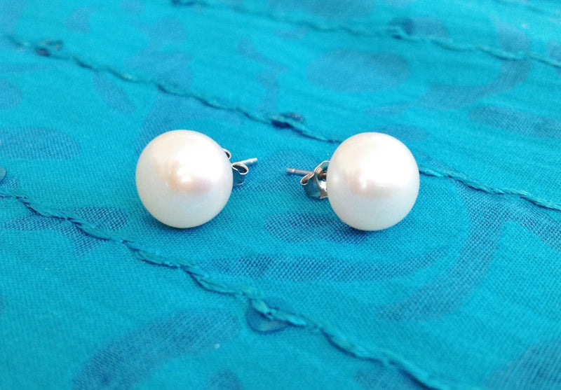 925 Sterling Silver and Pink Natural Freshwater Pearls Earrings- Studs - Zuzi's