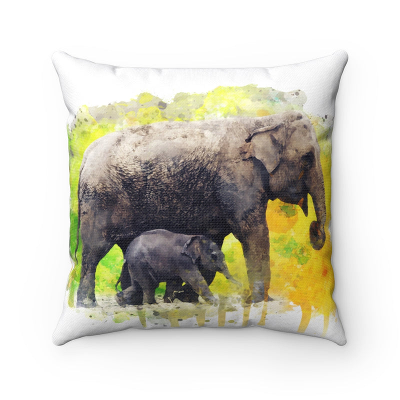 Watercolor Elephants Square Pillow - Zuzi's