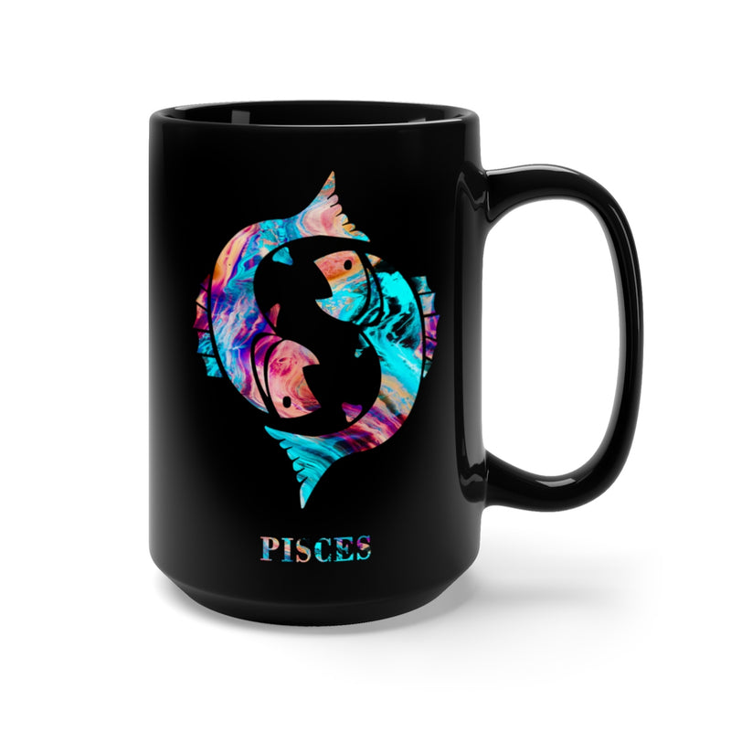 Pisces Zodiac Sign Black Mug 15oz - Zuzi's