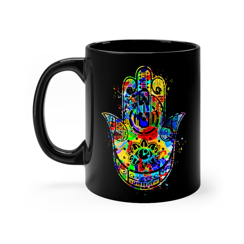 Hamsa Hand Black Mug 11oz - Zuzi's