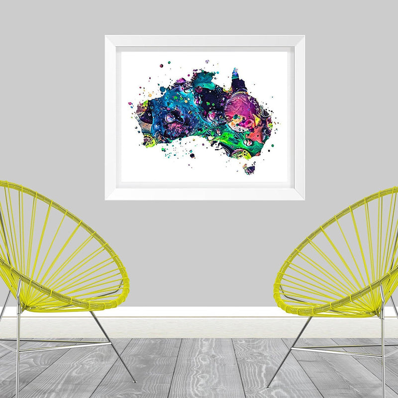 Australia Map Watercolor Art Print - Unframed - Zuzi's
