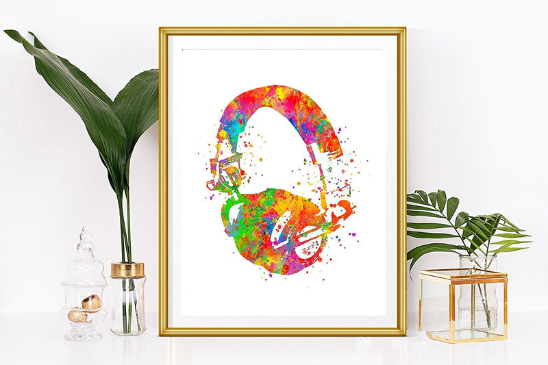 Headphones Watercolor Art Print - Unframed - Zuzi's