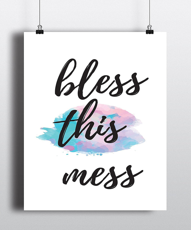 Bless This Mess Watercolor Art Print - Unframed - Zuzi's