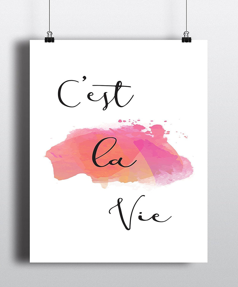 C'est la vie Watercolor Quote Art Print - Unframed - Zuzi's