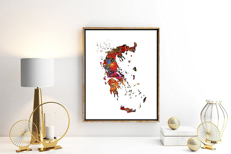 Greece Map Art Print - Unframed - Zuzi's