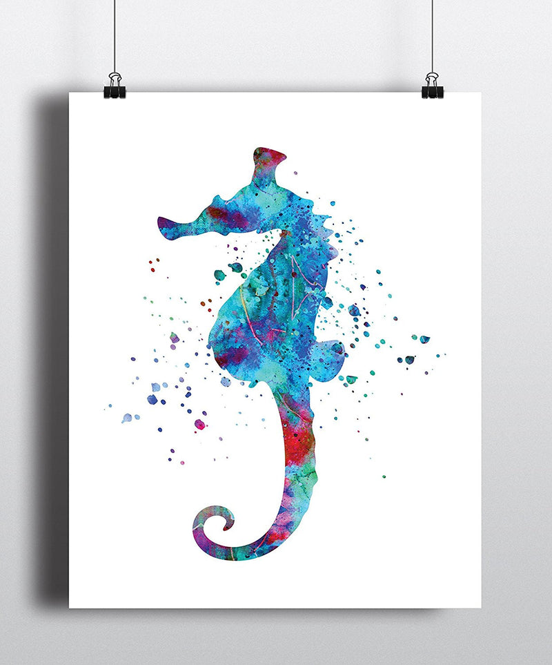 Sea Horse Watercolor Art Print - Unframed - Zuzi's