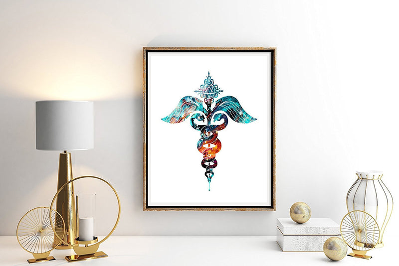 Caduceus Watercolor Art Print - Unframed - Zuzi's