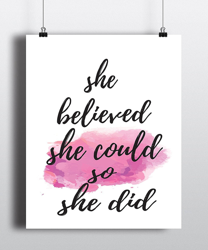 She believed she could so she did Quote Art Print - Unframed - Zuzi's
